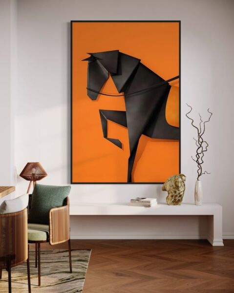 لوحة فنية بتصميم حصان