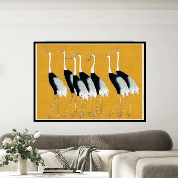 لوحة جدارية طيور برواز اسود 160x80 سم