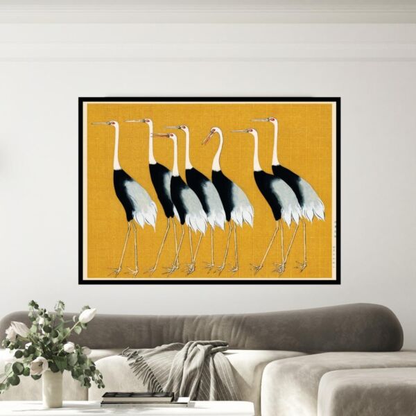 لوحة جدارية طيور برواز اسود 160x80 سم