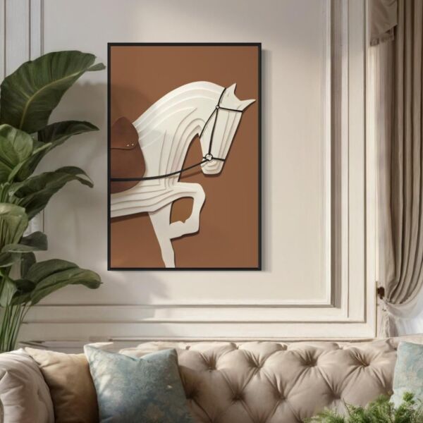 لوحة كنفاس حصان بأسلوب تجريدي حديث