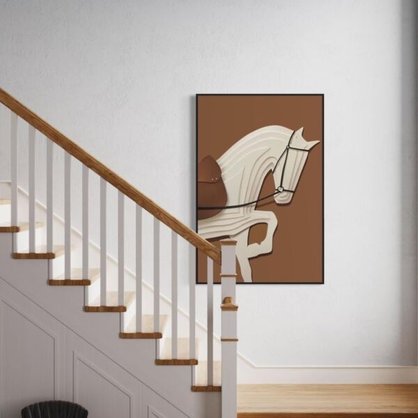 لوحة كنفاس حصان بأسلوب تجريدي حديث