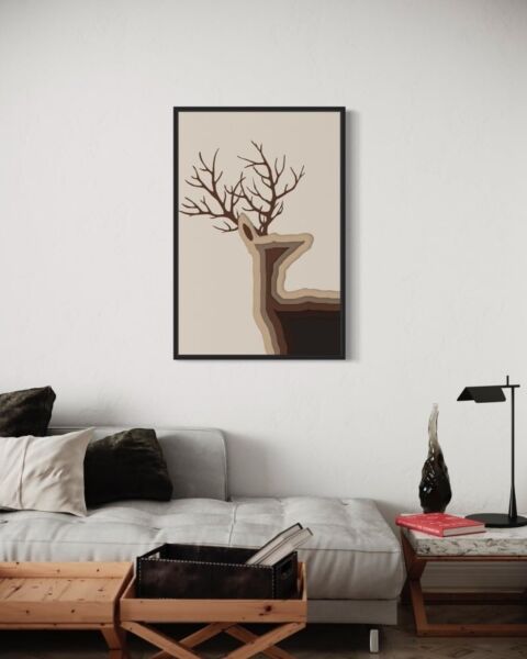 لوحة غزال باسلوب تجريدي