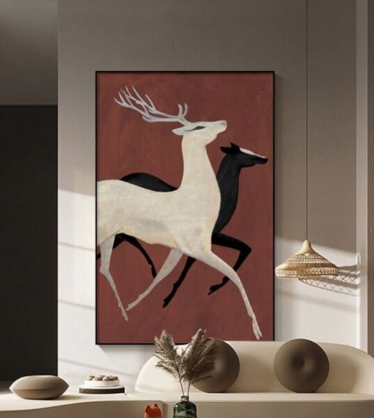 لوحة غزلان باسلوب تجريدي