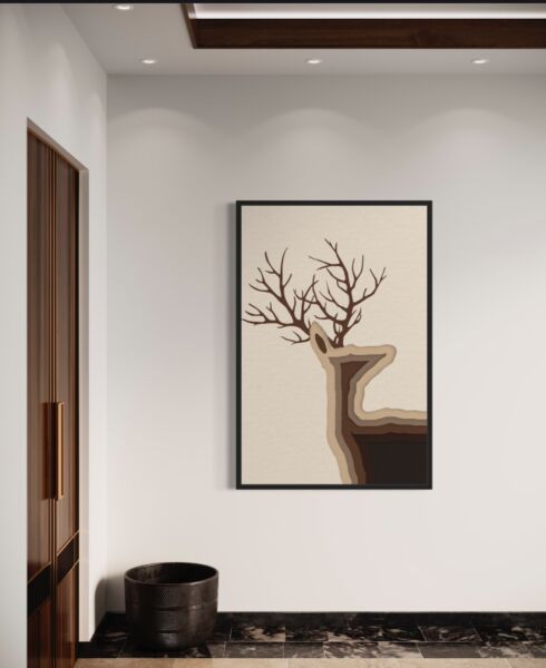 لوحة كانفاس لتغطية طبلون الكهرباء غزال