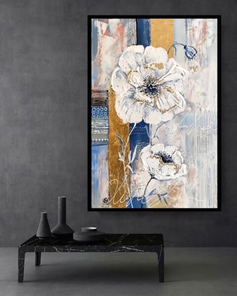 لوحة جدارية ورود باسلوب تجريدي