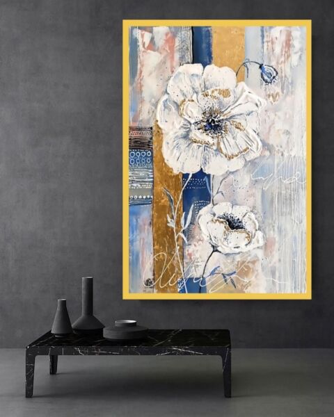 لوحة جدارية ورود باسلوب تجريدي