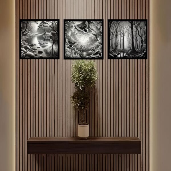 طقم لوحات فنية طباعة رونو - برواز اسود