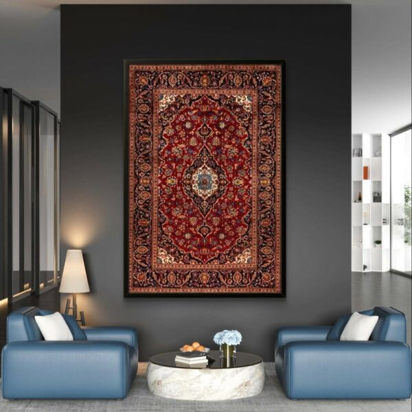 لوحة طباعة كانفس بإطار سجاد أحمر 70×120 سم - متعدد الالوان