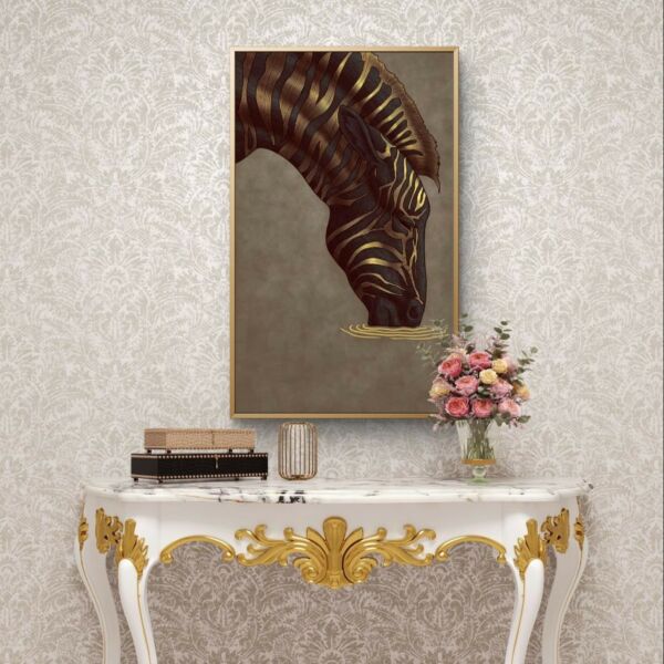 لوحة طباعة كانفس بإطار زيبرا 70×120سم - متعدد الالوان