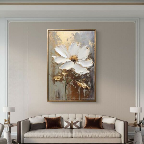 لوحة طباعة كانفس زهور بإطار 70×120سم - متعدد الالوان