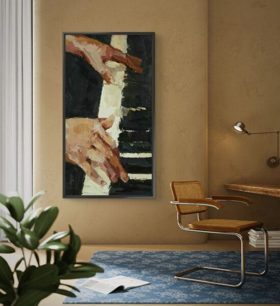 لوحة فنية طباعة كانفس عمل يدوي البرتو 200×100 