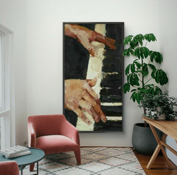 لوحة فنية طباعة كانفس عمل يدوي البرتو 200×100 