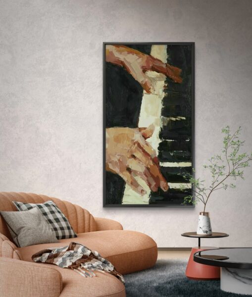 لوحة فنية طباعة كانفس عمل يدوي البرتو 200×100 