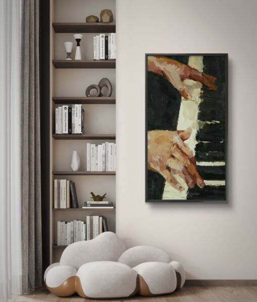 لوحة فنية طباعة كانفس عمل يدوي البرتو 200×100 