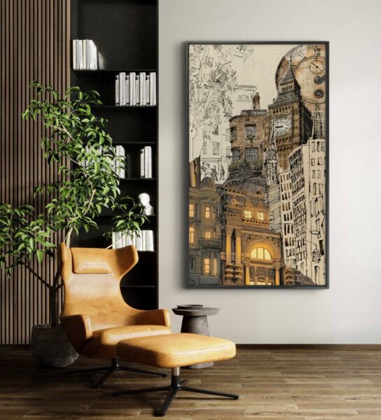 لوحة فنية طباعة كانفس عمل يدوي شينزولا 200×100 