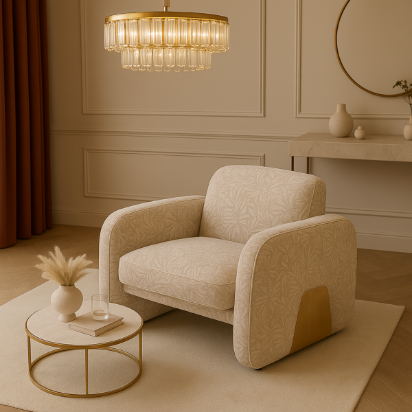 كنبة مفرد بونو - بيج وذهبي