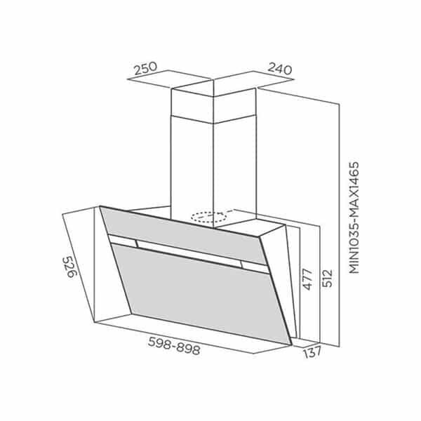 شفاط باوماتيك 90 سم جداري بقوة شفط 900 متر مكعب - ستانلس ستيل