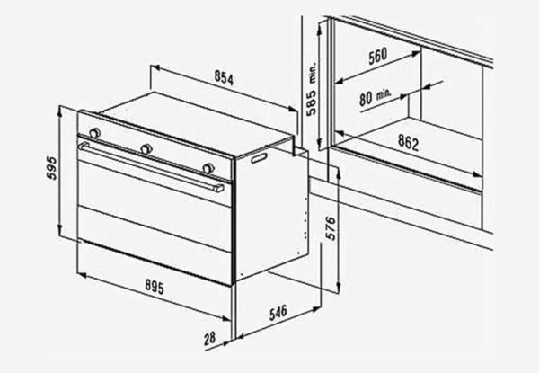فرن كهرباء باوماتيك 90 سم مدمج - بلت ان - مع 9 وظائف طهي و سعة كبيرة 125 لتراً - ستانلس ستيل