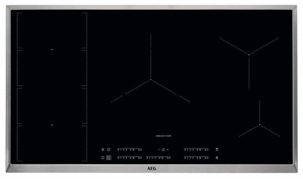 سطح أيه إي جي كهرباء - بتقنية التحكم باللمس اندكشن مدمج - بلت ان - 5 عيون - أطار فولاذي - أسود