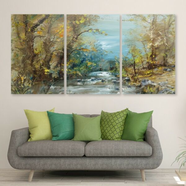 طقم لوحات جدارية فنية لتزين الجدار بتصميم طبيعة - ثلاث قطع