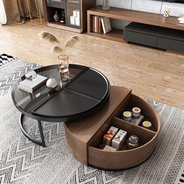 طاولة قهوة مودرن اليغانس زجاج-بني