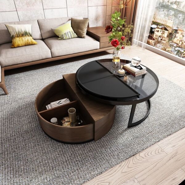 طاولة قهوة مودرن اليغانس زجاج-بني