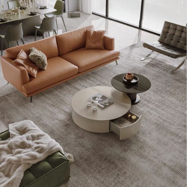 طاولة قهوة مودرن بريانكا 80x60 سم - بيج واسود