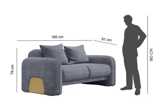 كنبة ثنائي بونو - رمادي وذهبي