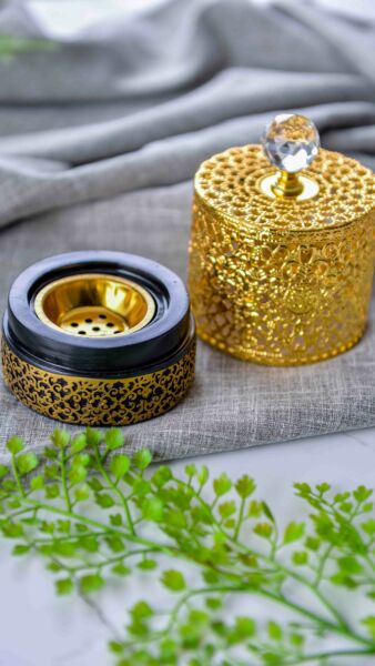 مبخرة كريستال -لون ذهبي وأسود