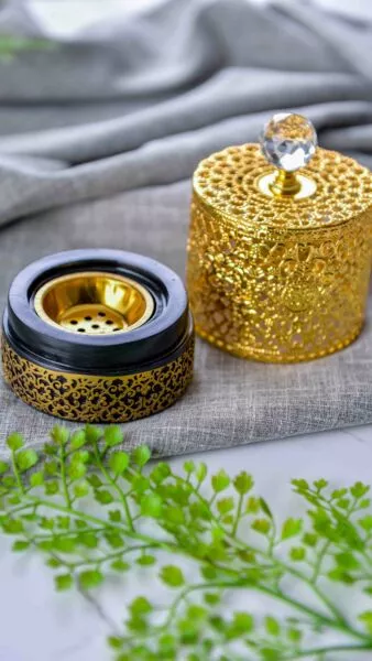 مبخرة كريستال -لون ذهبي وأسود