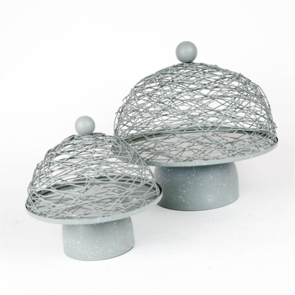 حامل كيك مع غطاء حجم صغير من ستيفنسون - رمادي