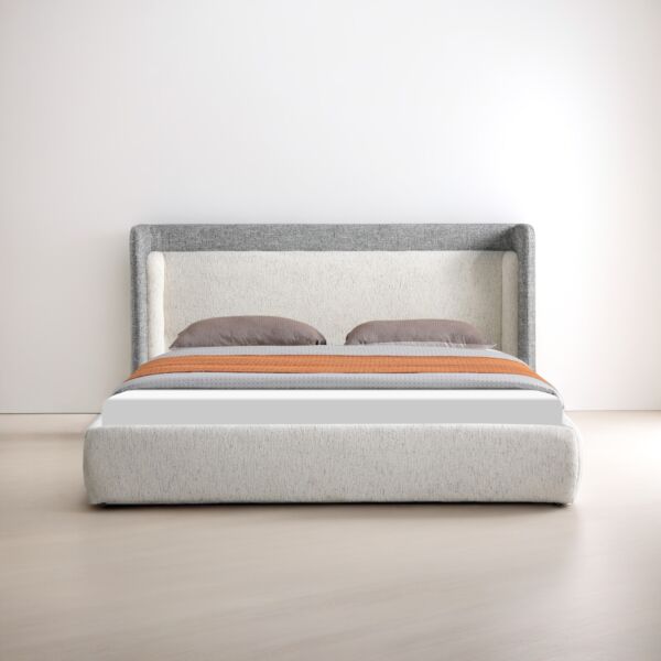 سرير كينغ كايلا - رمادي وبيج