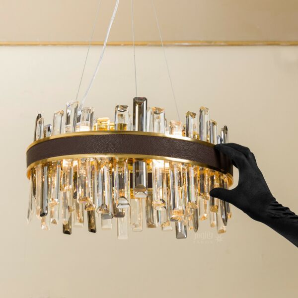 ثريا كرستال جيزمك حزام بني ذهبي