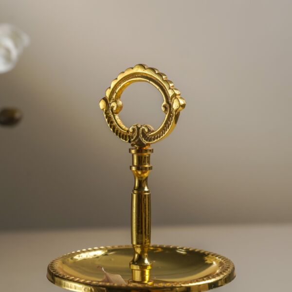 صحن تقديم ضيافة طبقتين سيرين - لون ذهبي