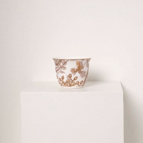 طقم فناجين قهوة سعودية رويال 6 قطع - ذهبي وأبيض