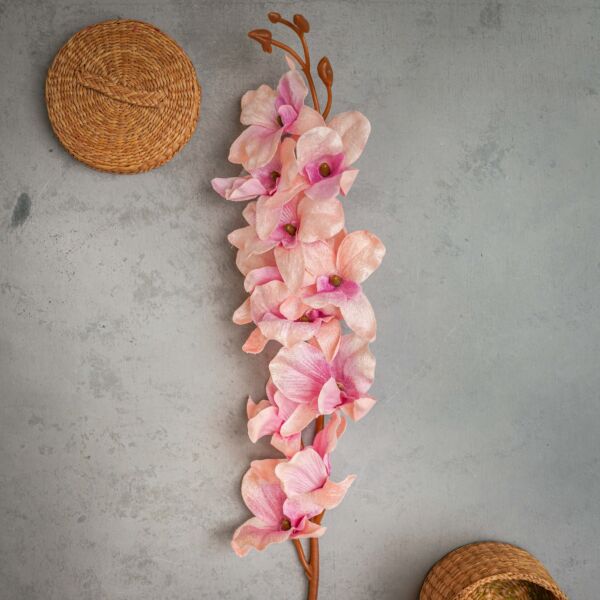 باقة ورد صناعي كورال - وردي فاتح واخضر - 12 قطعة