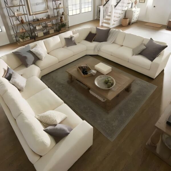 طقم كنب شكل حرف U كايلا - بيج