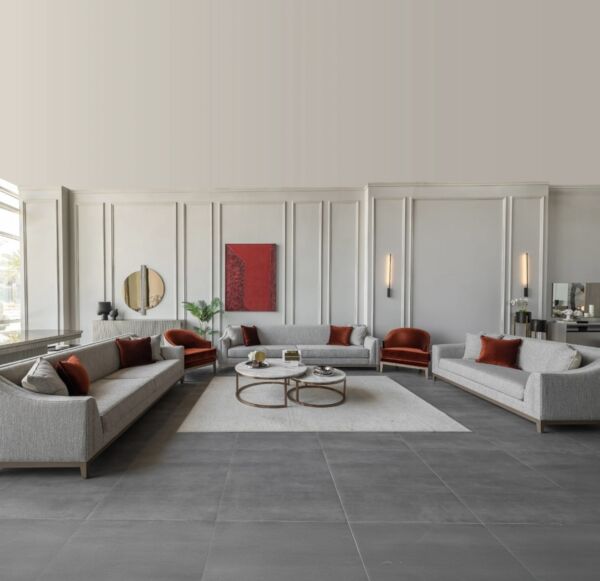 طقم كنب باتيل - رمادي واحمر