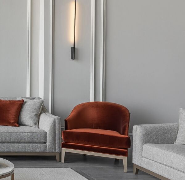 طقم كنب باتيل - رمادي واحمر