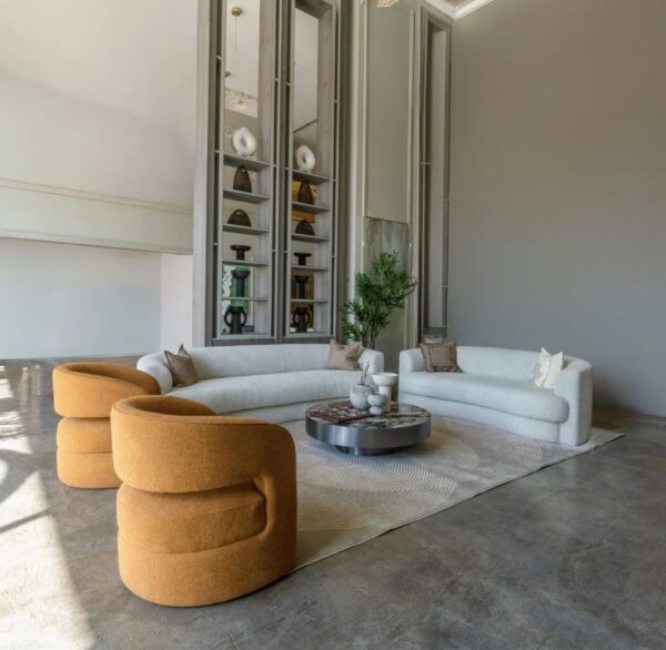 طقم كنب ريتا - بيج وبرتقالي