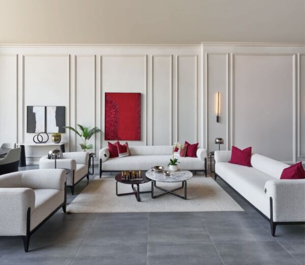 طقم كنب جبريال - بيج واحمر