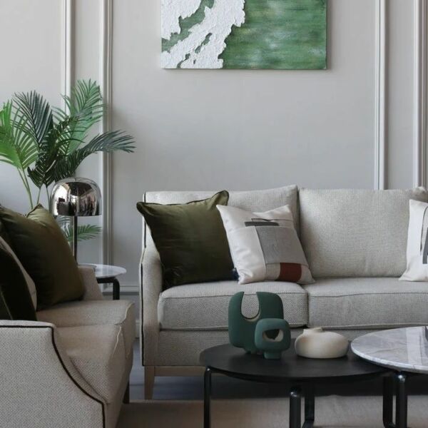 طقم كنب جريد - رمادي واخضر