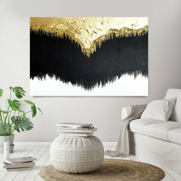 لوحة ديكور قماشية وانتير - اسود