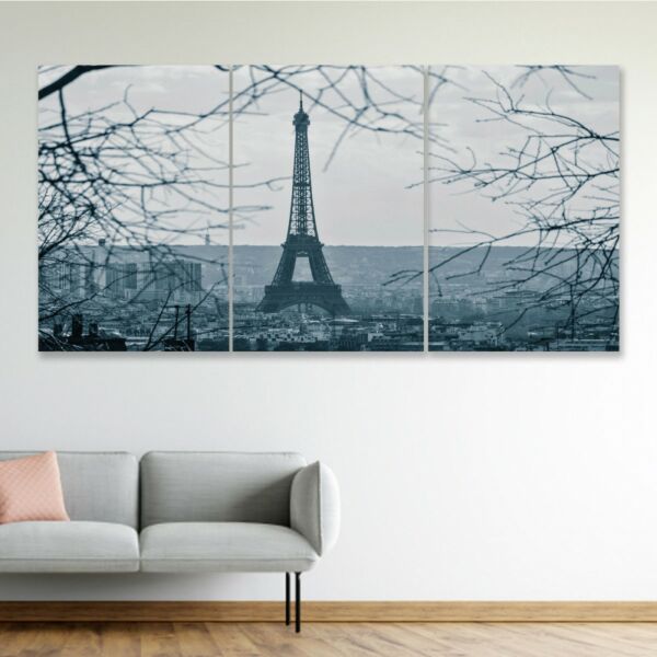 طقم لوحات جدارية فنية لتزين الحائط بتصميم برج إيفل - ثلاث قطع