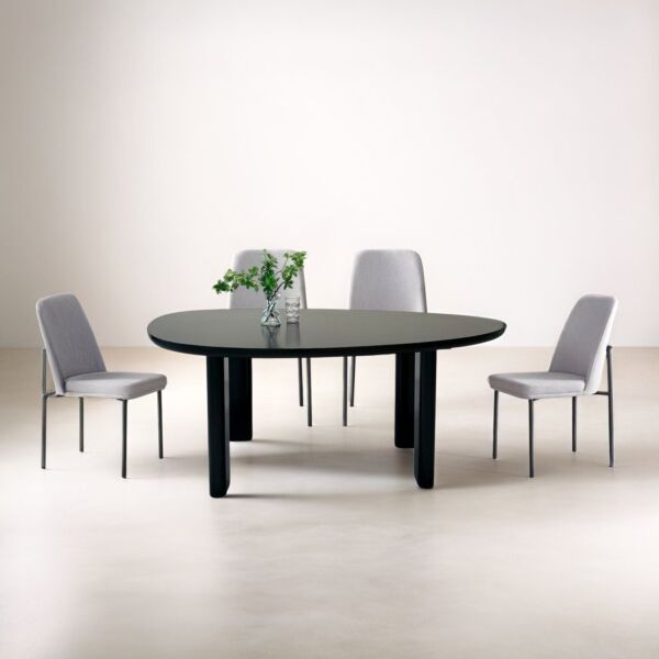 طاولة طعام أوفال 6 أشخاص - أسود