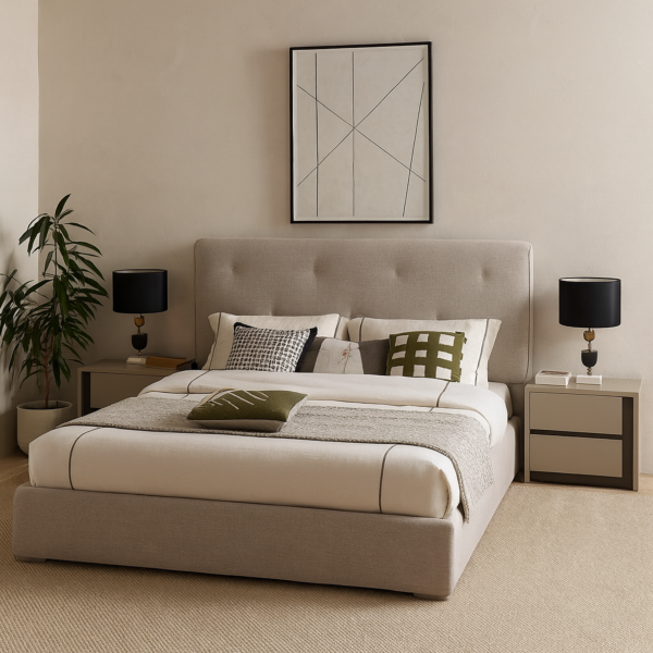 طقم غرفة نوم كينغ 6 قطع تولاي - رمادي فاتح ورمادي غامق