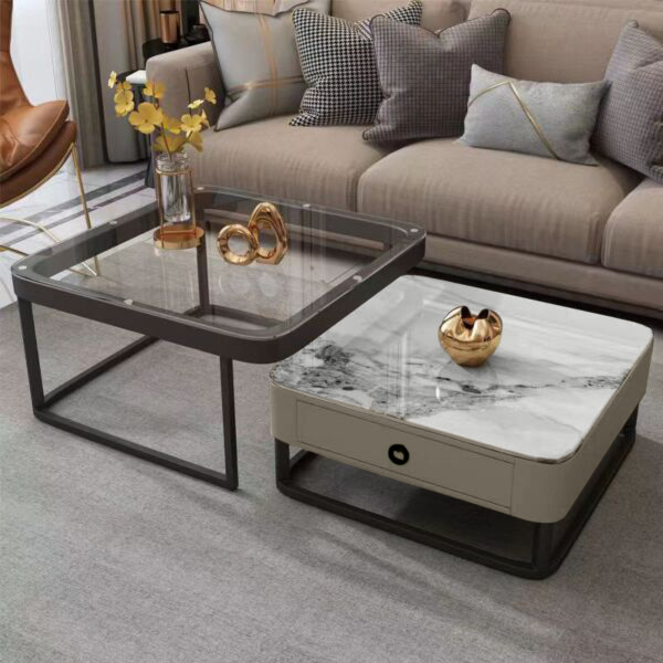 طاولة قهوة مودرن لارين بسطح رخامي - اسود