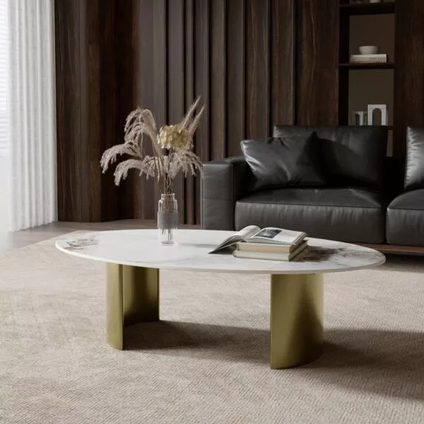 طاولة قهوة رومار أبيض - 40x140x80 سم