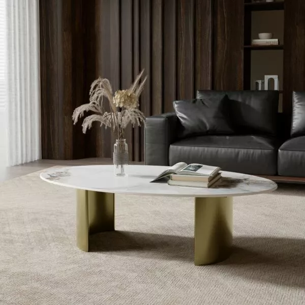 طاولة قهوة رومار أبيض - 40x140x80 سم