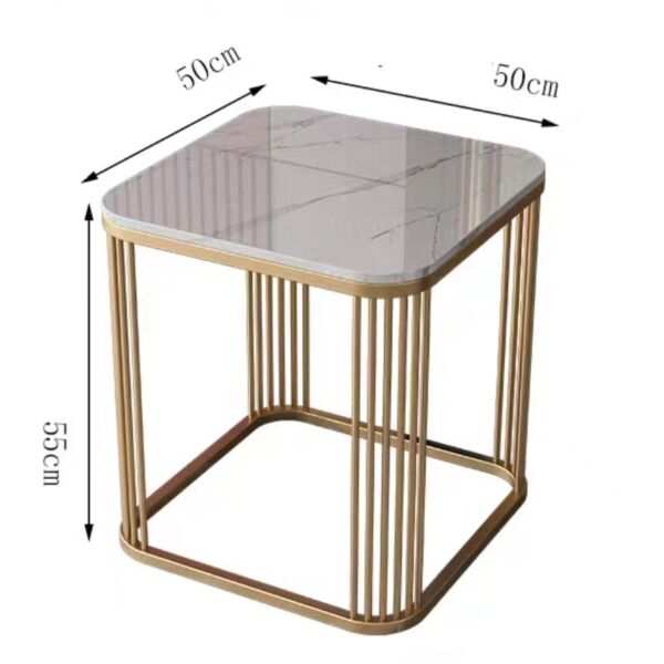 طاولة جانبية مودرن ستيلا - أبيض رخامي وذهبي
